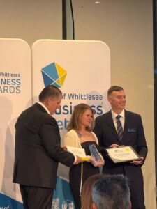 Steph accepting the small business award for Lashes On Point