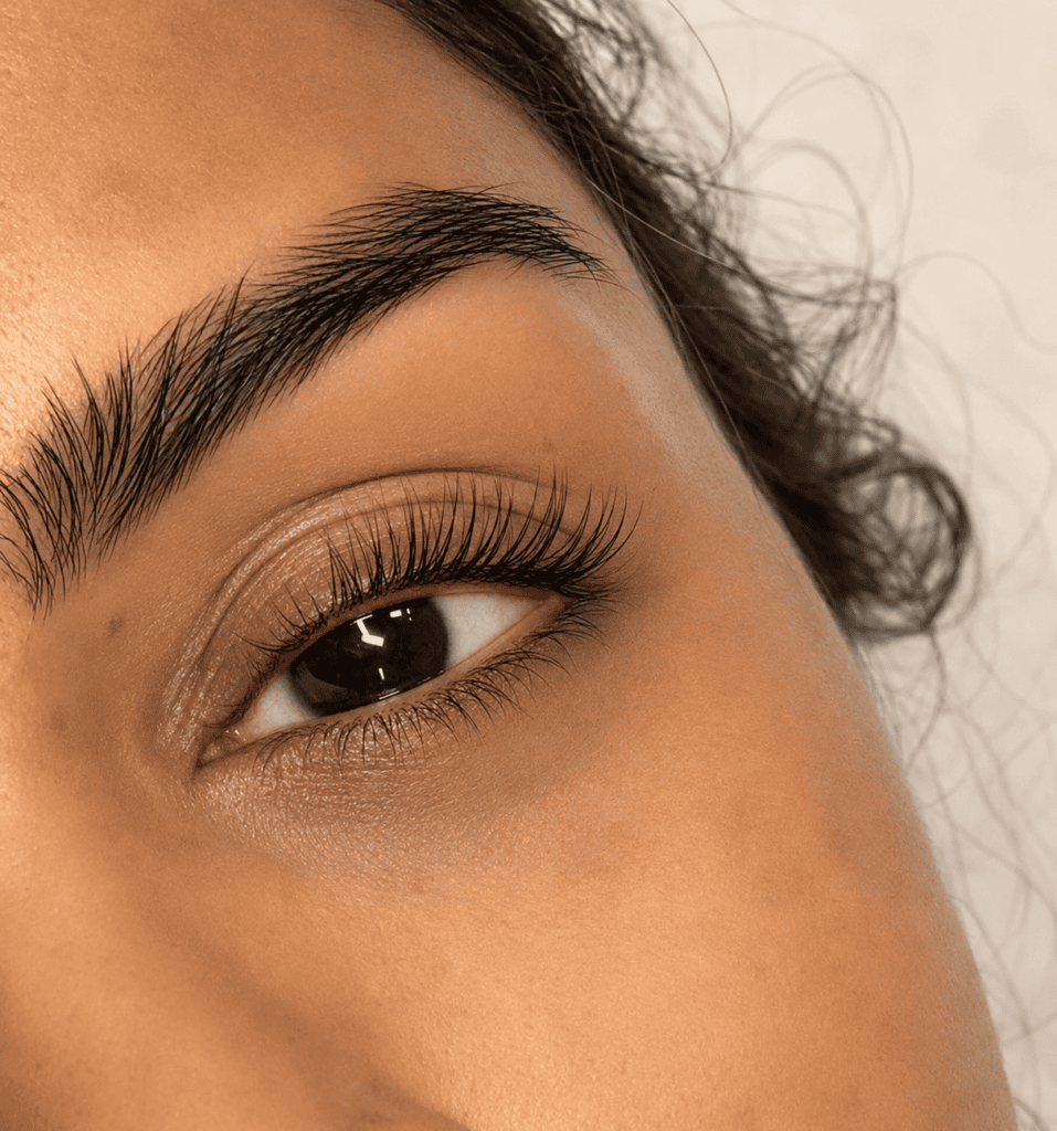 Close-up of a beautifully lifted natural lash after a Korean Lash Lift at Lashes On Point Mill Park.