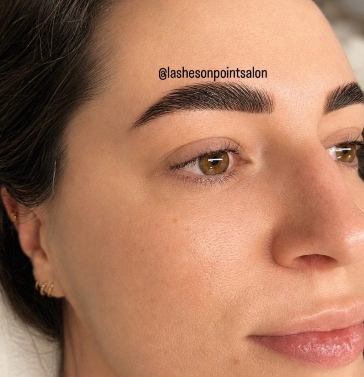 "The Works" Brow service at Lashes On Point in Mill Park. Includes brow lamination, sculpt, hybrid tint and wax.